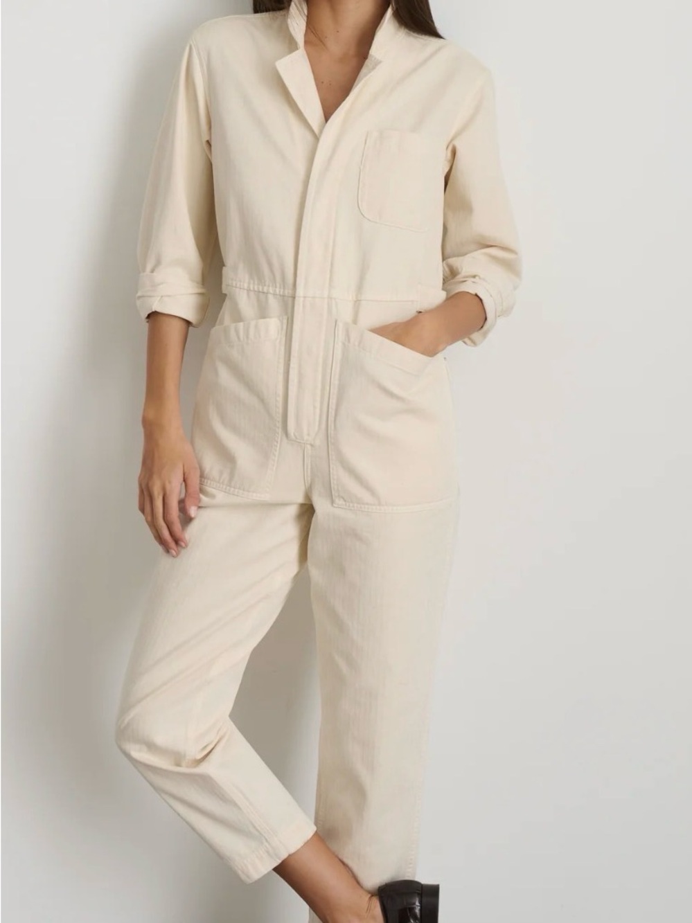 NWT Alex Mill Standard Jumpsuit in Cream Herringbone